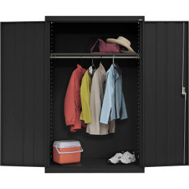 Elite All-Welded Wardrobe Cabinet, Solid Door, 46"W x 24"D x 72"H, Textured Black