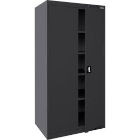 Elite Heavy Duty Tall Storage Cabinet, 22 Gauge, 36"W x 18"D x 72"H, Textured Black