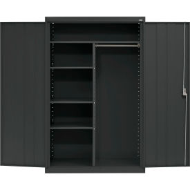 Elite All-Welded Combination Storage Cabinet, Solid Door, 46"W x 24"D x 72"H, Black