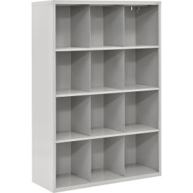 Cubbie Storage Cabinet, 12 Openings, Open Front, Steel, 46"W x 18"D x 66"H, Dove Gray