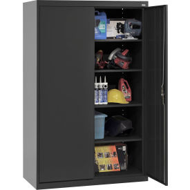 Elite Heavy Duty Tall Storage Cabinet, 22 Gauge, 46"W x 24"D x 72"H, Textured Black