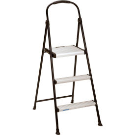 3 Step Folding Step Stool with Rubber Hand Grip, 28-3/4"L x 19-1/2"W x 48-1/4"H, Black