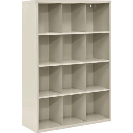 Cubbie Storage Cabinet, 12 Openings, Open Front, Steel, 46"W x 18"D x 66"H, Putty
