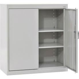 Classic Counter Height Storage Cabinet, 36"W x 18"D x 36"H, All-Welded, Dove Gray