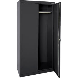 Classic All-Welded Wardrobe Cabinet, Solid Door, 36"W x 24"D x 72"H, Textured Black