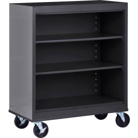 Elite Mobile Bookcase, Assembled, 36"W x 18"D x 42"H, Textured Black