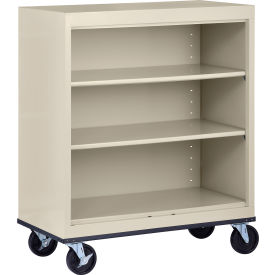 Elite Mobile Bookcase, Assembled, 36"W x 18"D x 42"H, Putty