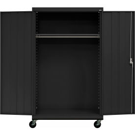 Transport Heavy Duty Wardrobe Cabinet, 22 Gauge, 46"W x 24"D x 78"H, Textured Black
