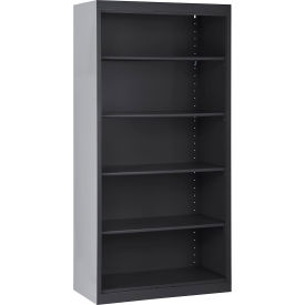 Elite Bookcase, Assembled, 36"W x 18"D x 72"H, Textured Black