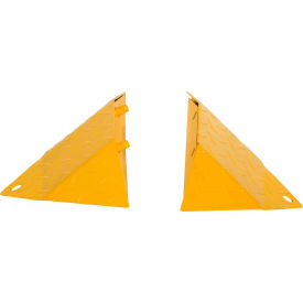 Traffic Spiked Speed Bump End Caps, 15-1/4"L x 10-5/8"W x 2"H, Yellow