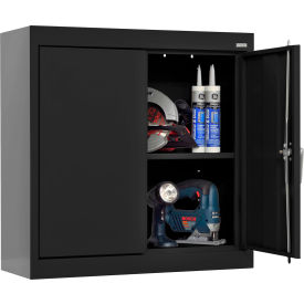HD Classic Wall Mount Storage Cabinet, 24 Gauge, 30"W x 12"D x 26"H, Textured Black