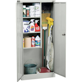 Value Line Janitorial Cabinet, 30"W x 18"D x 66"H, Assembled, Dove Gray