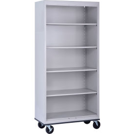 Elite Mobile Bookcase, Assembled, 36"W x 18"D x 78"H, Dove Gray