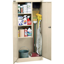 Value Line Janitorial Cabinet, 30"W x 18"D x 66"H, Assembled, Dove Gray