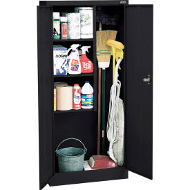 Value Line Janitorial Cabinet, 30"W x 18"D x 66"H, Assembled, Textured Black