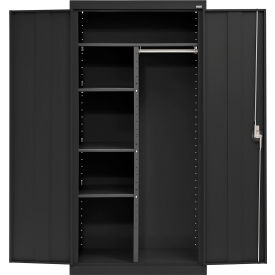 Elite All-Welded Combination Storage Cabinet, Solid Door, 36"W x 24"D x 72"H, Black