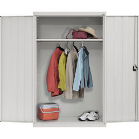 Elite All-Welded Wardrobe Cabinet, Solid Door, 46"W x 24"D x 72"H, Dove Gray