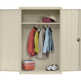 Elite All-Welded Wardrobe Cabinet, Solid Door, 46"W x 24"D x 72"H, Putty