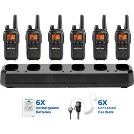 FRS Two-Way Business Radio with Multi-Unit Charger, Black, Pack of 6