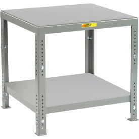 Machine Table with Lower Shelf, Adjustable Height, 36"W x 24"D x 26"-40"H, Gray