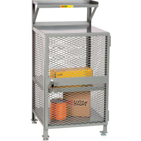 Stationary Enclosed Shop Desk with Locking Door & Drawer, 36"W x 24"D, Gray