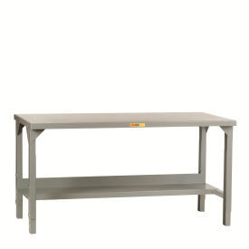 Heavy Duty Welded Workbench, 60 x 24", Adjustable Height, Lower Shelf, Steel Square Edge