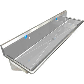 ADA SS Sink, 2 Station Body Only, Wall Mount, 72"L x 20"W x 6"D Sink