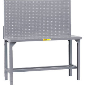 HD Welded Workbench, 48 x 30", Open Base & Pegboard Panel, Steel Square Edge