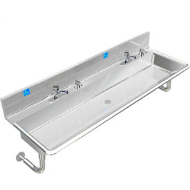 ADA SS Sink, 2 Station with Metering Faucet, Round Tubes, 72"L x 20"W x 6"D Sink