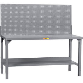 HD Welded Workbench, 60 x 36", Lower Shelf & Pegboard Panel, Steel Square Edge
