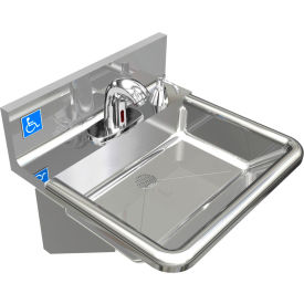ADA SS Hand Sink, 1 Station with Electronic Faucet, Wall Mount, 19-3/8"L x 17"W x 5"D Sink