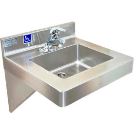 ADA SS Hand Sink, 1 Station with Lever Faucet, Wall Mount, 20"L x 19"W x 5-1/2"D Sink