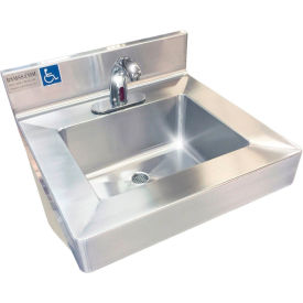 ADA SS Hand Sink, 1 Station with Electronic Faucet, Wall Mount, 20"L x 19"W x 5-1/2"D Sink