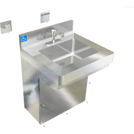 ADA SS Hand Sink, 1 Station with Metering Faucet, Wall Mount, 20"L x 19"W x 5"D Sink
