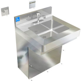 ADA SS Hand Sink, 1 Station with Metering Faucet, Wall Mount, 24"L x 19"W x 5"D Sink