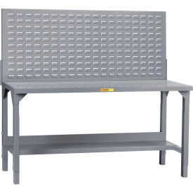 HD Welded Workbench, 48 x 24", Lower Shelf & Louvered Panel, Steel Square Edge