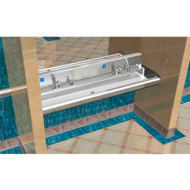 Elite ADA Sink, 2 Station with Electronic Faucet, 7-3/4"H Backsplash, 72"L x 21"W x 5"D Sink