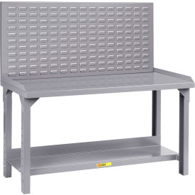 HD Welded Workbench, 60 x 36", Adjustable Height, Louvered Panel, Steel Square Edge