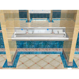 Elite ADA SS Sink, 2 Station with Elec. Faucet, 7-3/4"H Backsplash, 72"L x 21"W x 5"D Sink
