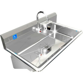 ADA SS Sink, 1 Station with Electronic Faucet, Wall Mount, 36"L x 20"W x 6"D Sink