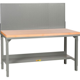 Little Giant HD Welded Workbench, 72 x 36", Adjustable Height, Pegboard Panel, Butcher Block Square Edge