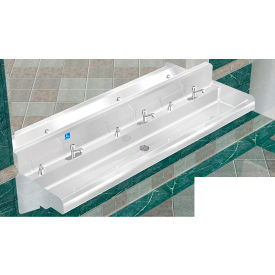 Elite ADA SS Sink, 3 Station with Metering Faucet, Wall Mount, 84"L x 21"W x 5"D Sink