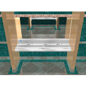 Elite ADA SS Sink, 3 Station w/ Deck Electronic Faucet, Wall Mount, 84"L x 21"W x 5"D Sink