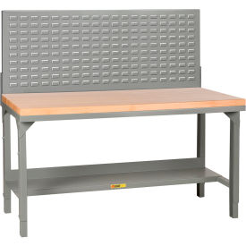 Little Giant HD Welded Workbench, 48 x 30", Adj. Height, Louvered Panel, Butcher Block Square Edge
