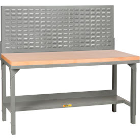 Little Giant HD Welded Workbench, 48 x 24", Adj. Height, Louvered Panel, Butcher Block Square Edge
