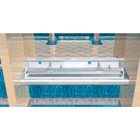 Elite ADA SS Sink, 2 Station with Electronic Faucet, Wall Mount, 60"L x 21"W x 5"D Sink