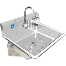 ADA SS Sink, 1 Station with Electronic Faucet, Wall Mount, 24"L x 20"W x 6"D Sink