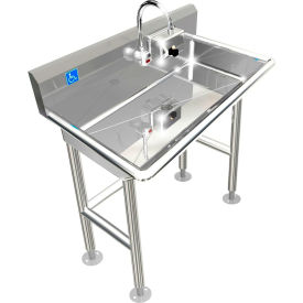 ADA SS Sink, 1 Station with Electronic Faucet, 6"H Backsplash, 40"L x 20"W x 6"D Sink