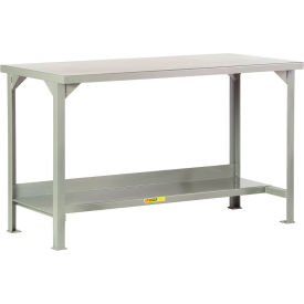 Heavy Duty Welded Workbench, 84 x 36", Lower Shelf, Steel Square Edge