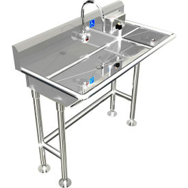 ADA SS Sink, 1 Station with Electronic Faucet, 5"H Low Profile Backsplash, 40"L x 20"W x 6"D Sink